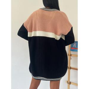 Mybeefashion Cárdigan de punto Selanik para mujer, suéter con frente abierto de mezcla de lana rosa empolvado, ropa exterior de manga larga de ajuste estándar - Product Image 2