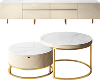 670106 Quanu ensemble de meuble TV de luxe meubles de salon meuble TV rond avec ensemble de table basse salon