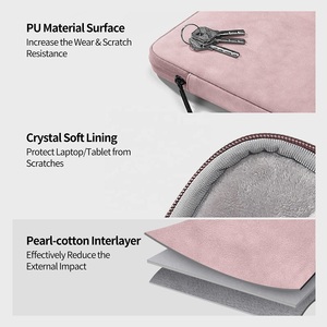 Housse de protection pour <span class=keywords><strong>ordinateur</strong></span> portable en cuir PU souple, étanche et antichoc, avec fermeture éclair, pour hommes et femmes, disponible en tailles 11, 13, <span class=keywords><strong>14</strong></span> et 15,6 <span class=keywords><strong>pouces</strong></span> - Product Image 3