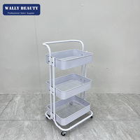 Chariot rose de salon de beauté de maquillage de chariot 3 niveaux chariot de magasin de manucure de station thermale de pédicure avec les roues verrouillables