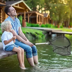 Rede De Pesca Minnow Redes com Alumínio Dobrável Telescópica Pequena Rede De Aterragem De Pesca Para Água Salgada De Água Doce