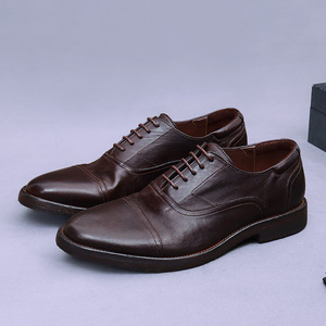 Zapatos de vestir formales de tres piezas de cuero genuino para hombre, de alta gama y estilo clásico, zapatos de cuero hechos a mano con piel de caballo italiana. - Product Image 4