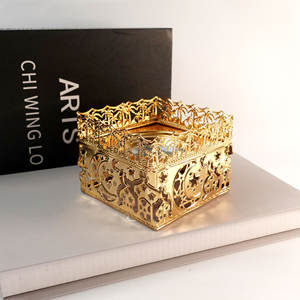 Nuovo Ramadan metallo quadrato arabico carbonella bruciatore di incenso adatto per il Festival Bakhoor Gold coperchio Muslim luna moschea bruciatore di incenso - Product Image 4