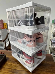 Moderno Gabinete Transparente <span class=keywords><strong>de</strong></span> <span class=keywords><strong>Plástico</strong></span> para Zapatillas <span class=keywords><strong>de</strong></span> Deporte Instalación Gratuita Cajas <span class=keywords><strong>de</strong></span> Almacenamiento <span class=keywords><strong>de</strong></span> Zapatos Plegables y <span class=keywords><strong>Apilables</strong></span> Zapatero - Product Image 6