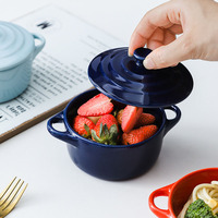 Mini Cocotte ronde à deux poignées avec couvercle Cocotte en céramique résistante à la chaleur