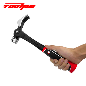 Marteau à griffes forgé rouge et noir innovant - Conception transformable multi-usage, manche en acier, 16 oz, marteau à clous pour toiture DIY - Product Image 2