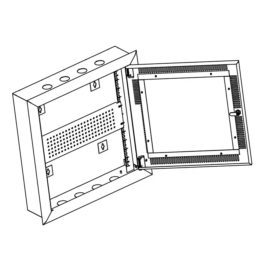 Сетевой стеллаж 12U с утапливаемым креплением на глубину 150 мм, настенное крепление