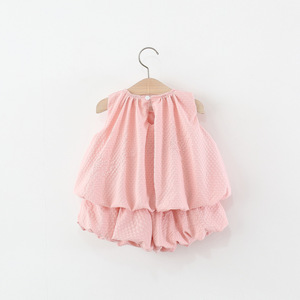 Abbigliamento per Bambini, Completo Estivo per Bambina, Gilet con Fiocco e Pantaloncini, Set Due Pezzi in Stile Occidentale - Product Image 4