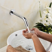 Robinet d'eau froide unique pour salle de bain, montage mural, infrarouge, sans contact, intelligent, automatique, à capteur