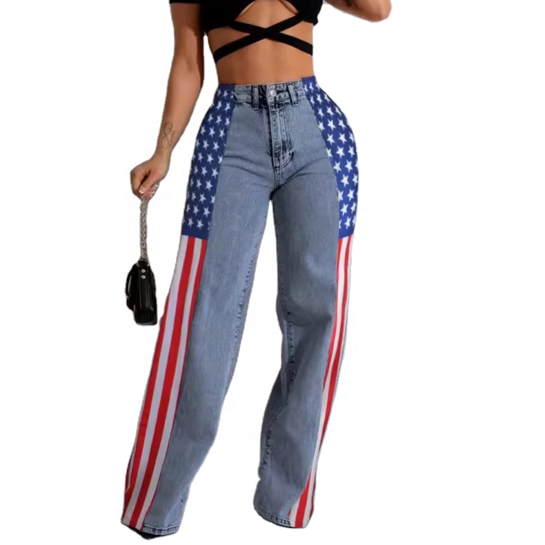 Gradiënt Zwarte Vrouwen Rechte Jeans Casual Hoge Taille Baggy Mom Denim Broek St