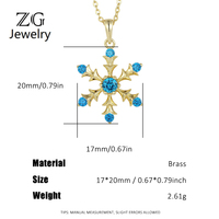 Pendentif Charme Festif ZG en Laiton avec Pierre Précieuse Facettée Flocon de Neige pour Noël et l'Hiver, Bijou de Fête