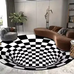 핫 세일 거실 부드러운 아이 미끄럼 방지 침실 기하학적 카펫 사용자 정의 디자인 매트 3D 착시 깔개 다채로운