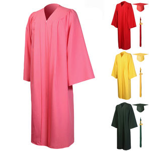 थोक कस्टम यूनिसेक्स वयस्क स्नातक हैट गाउन के साथ गुलाबी मैट स्नातक गाउन कैप - Product Image 1