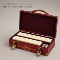 Boîte-cadeau de mahjong en bois de luxe artisanale, jeu de société chinois traditionnel pour le Nouvel An, les événements d'entreprise et les festivals