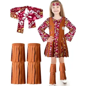 Enfants filles Halloween Cosplay habiller fête Hippie Costume Hippie robe jeunesse Hippie Costume