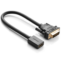 Câble UGREEN DVI bidirectionnel, adaptateur femelle vers DVI-D (24+1) mâle, 20 cm, 1080P, câble convertisseur DVI-D