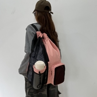 Sac à dos de sport pliable en nylon et polyester avec cordon de serrage, poche filet pour vêtements mouillés, sac de plage en filet avec logo, sac de natation en filet