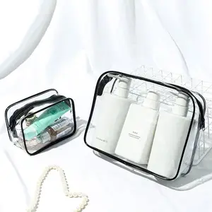 Groothandel Mode Transparante Vrouwen Custom Cosmetische Tassen Toilettas Pvc Doorzichtige Rits Zakje Reizen Make-Up Tas