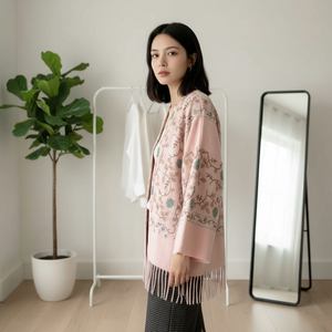 Abayas de Cachemira Bordadas Personalizadas, Kimonos de Pashmina para Mujer - Product Image 2