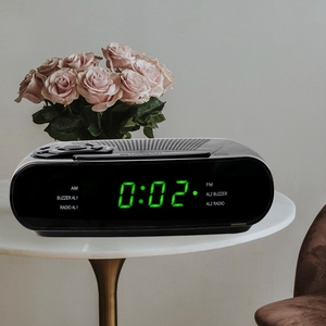 Tùy Chỉnh Đài Phát Thanh Đồng Hồ <span class=keywords><strong>24</strong></span> Giờ Thời Gian Báo Lại 2 Nhóm Báo Động AM/FM LED Đồng Hồ Kỹ Thuật Số Cho Phòng Ngủ - Product Image 1