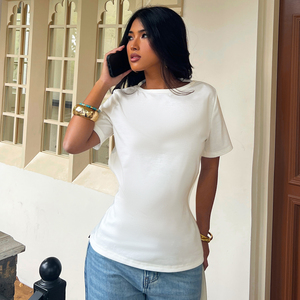 เสื้อยืดผู้หญิงสีขาวเปิดหลัง คอกลม แขนสั้น เซ็กซี่ โชว์หลัง สไตล์ลำลอง ใส่สบาย สำหรับฤดูร้อน แฟชั่นใหม่ 2026 - Product Image 2