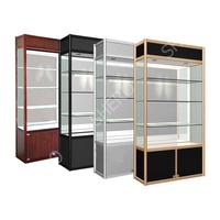 Vitrine de Présentation Tour en Verre à Cadre Doré en Aluminium, Panneaux Noirs, Prix Compétitif Commercial