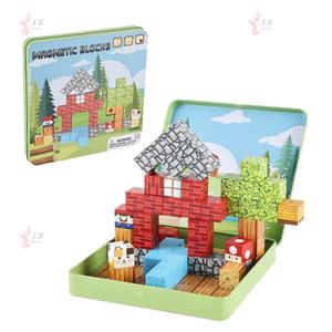 Set Kubus Magnetik Tema Hutan Perjalanan Baru 2025 Mainan Anak 40 Pcs Blok Bangunan Mini Semen Plastik dengan Kotak Besi Portabel - Product Image 2