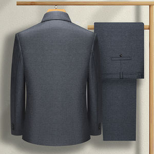 Costumes d'affaires traditionnels pour hommes d'âge moyen et <span class=keywords><strong>âgé</strong></span>s, ensemble printemps-automne pour mariage, en tissu peigné - Product Image 3