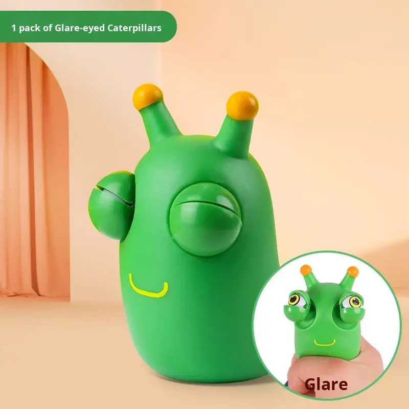 Eye-Catching Little Worm Vinyl Stress Relief Toy for Boys Emotional Venting Popping Eyes Stress-Relief Gift Toy