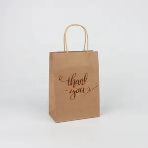 Teşekkür ederim kahverengi Kraft kağıt hediye ambalaj poşetleri kağıt Favor çanta doğum günü veya düğün