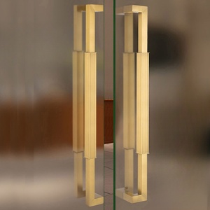 Poignée de <span class=keywords><strong>porte</strong></span> principale robuste pour <span class=keywords><strong>porte</strong></span> extérieure, poignée moderne en <span class=keywords><strong>bois</strong></span> et verre, accessoires de poignée de tirage en acier inoxydable pour bureau et salle - Product Image 1