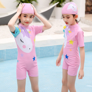 Traje de baño de unicornio para niñas de 3 a 12 años, de secado rápido, UPF 30, para natación y deportes acuáticos, rosa, morado, flamenco, arcoíris, caballo - Product Image 3