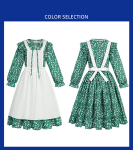 Conjunto de Vestido Pioneer para Niña, Vestido Verde con Estampado Floral de la Pradera con Delantal y Gorro para Halloween, Inspirado en Películas y Series de Televisión - Product Image 5