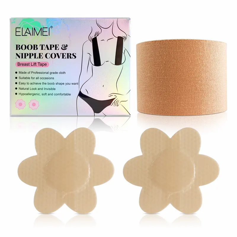 Elaimei Sixy Meisjes Onzichtbare Tepel Cover Elastische Doek Boob Tape Borstlift Anti Bult Verzakking Patch Voor Vrouwen Met Doos