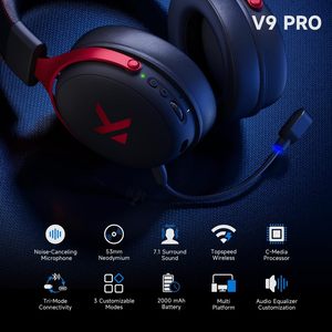 Mchose ชุดหูฟังสำหรับเล่นเกมไร้สาย V9 <span class=keywords><strong>Pro</strong></span> แบบครอบหูแบบไดนามิกเสียงรอบทิศทางเวลาหน่วงต่ำตัดเสียงรบกวนไมโครโฟนสำหรับพีซี PS5สวิตช์ - Product Image 5