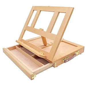 Cavalete de mesa de madeira maciça 33*26*6.5cm, cavalete com gaveta única, cavalete infantil de desenho, atacado de fábrica