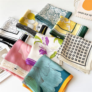 Nouvelle haute qualité <span class=keywords><strong>jasmin</strong></span> pivoine fleur motif écharpe en gros mode soie-comme les femmes 70 <span class=keywords><strong>Satin</strong></span> foulards carrés - Product Image 3