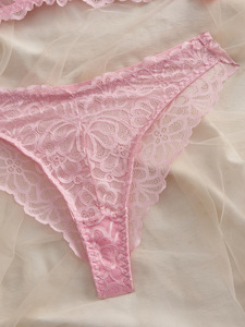 Pink Floral Lace Womens Intimates <b>Sexy</b> Lingerie <b>Set</b> Sheer Mesh Underwire Bra and Thong <b>Set</b> Elegant Womens Underwear <b>Set</b> - Product Image 6