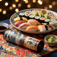 Boîte cylindrique en papier pour sushi, artisanale et écologique, avec impression personnalisée, facile à démouler, conteneur en tube à pression