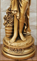 Horloge de table silencieuse à pendule oscillant, style européen, en bronze et résine, représentant la « Déesse des Fleurs », mouvement à quartz