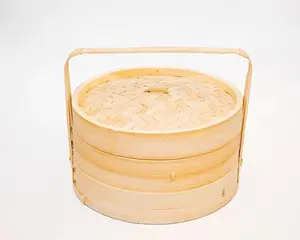 Logo personalizzato stampato eco friendly stile classico tradizionale cibo premium casa mini bambù cesto cesto di vapore set