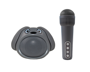 Nhà Máy Ban Đầu Con Chó Màu Xám Mini Xách Tay Karaoke Loa Với Một Microphone Cho Bé Trai Và Cô Gái - Product Image 1