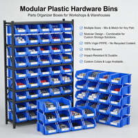 Boîtes de rangement en plastique recyclables empilables industrielles, contenants pour petites pièces, organisateurs de vis, clous, écrous