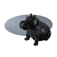 Table basse Hippopotame créative, style minimaliste italien, en verre trempé, avec cadre mobile en acier inoxydable, petite table d'appoint