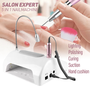 Machine à manucure 5 en 1 80W avec lumière LED, aspirateur à poussière pour ongles, ventilateur, accessoires pour salon de manucure - Product Image 1