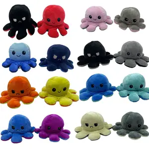 Reversible Double Face Emoji Plush Octopus Stuffed Soft Gift Toy