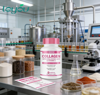 Capsules de collagène hydrolysé avec acide hyaluronique et vitamine C, complément de peptides de collagène anti-âge pour l'élasticité de la peau
