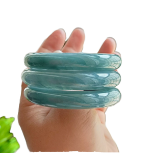 2026 Wholesale Women Genuine Natural Resin No Treated Jasper Light Green <b>Jade</b> Vintage <b>Bangles</b> for Party Amulet Gift - Product Image 1