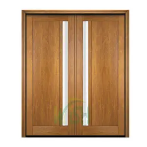American Style Shakers Panel Insert Glass Exterior Front Door Solid Wood Core Prehung Shaker French Wood Door