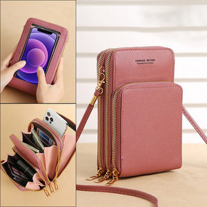 MKW-4020 Bolsos cruzados baratos para <span class=keywords><strong>mujer</strong></span>, <span class=keywords><strong>carteras</strong></span> con pantalla táctil para teléfono móvil, bolso de mano de cuero PU suave con correa para teléfono - Product Image 5